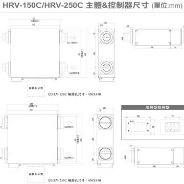 樂奇 全熱交換器HRV-250C1/250C2(110V/220V)