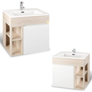 KLS-STAR(L)60 面盆浴櫃組(瑞士榆木色)左、右開放櫃-60cm